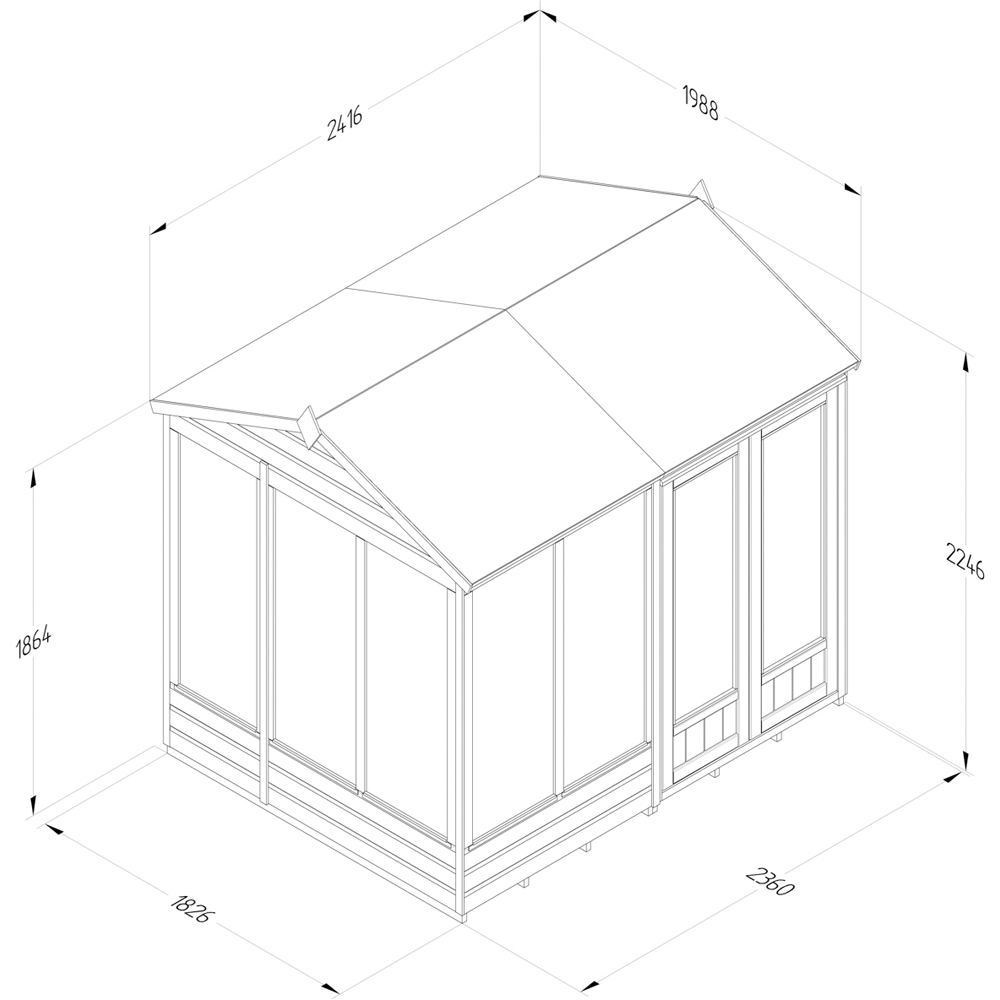 Forest Garden 8 x 6ft Beckwood Double Door 5 Window Reverse Apex Summerhouse Image 9
