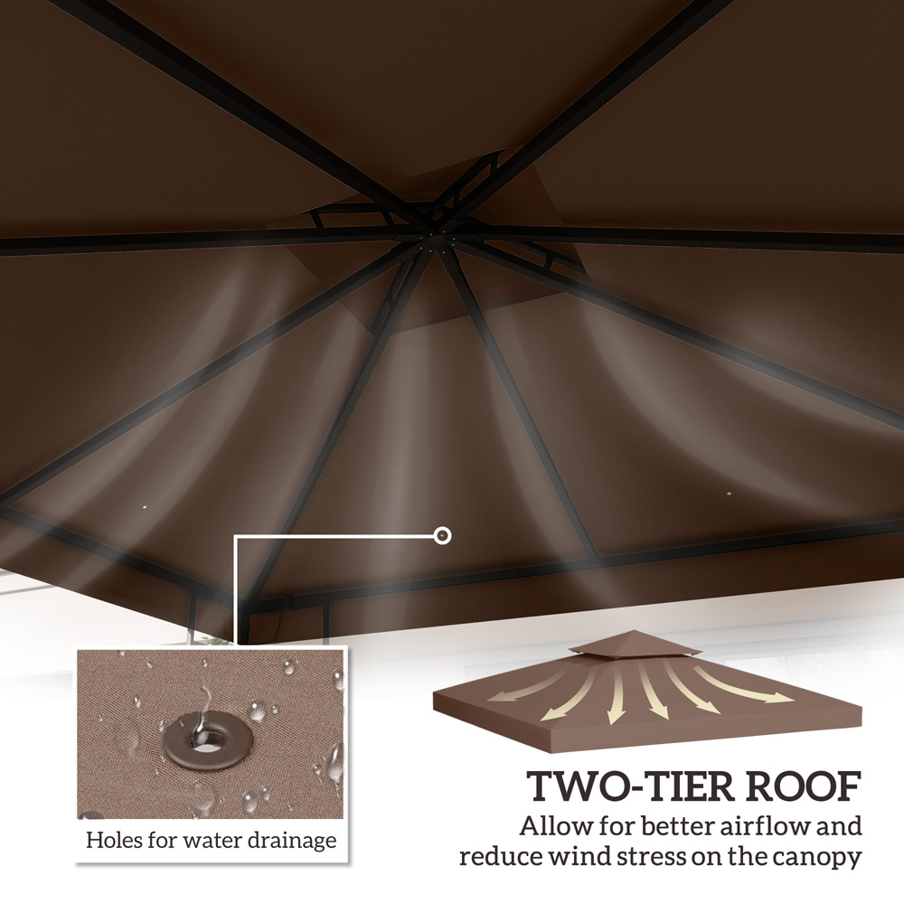 Outsunny 3 x 3m 2-Tier Coffee Gazebo Canopy Replacement Cover Image 4