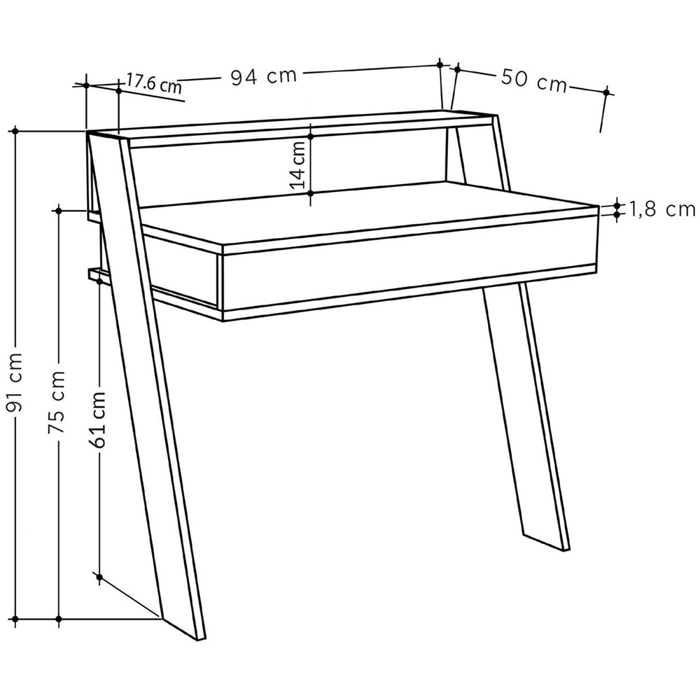 FWStyle Cowork Single Drawer Single Shelf Anthracite Wall Mounted Desk Image 7