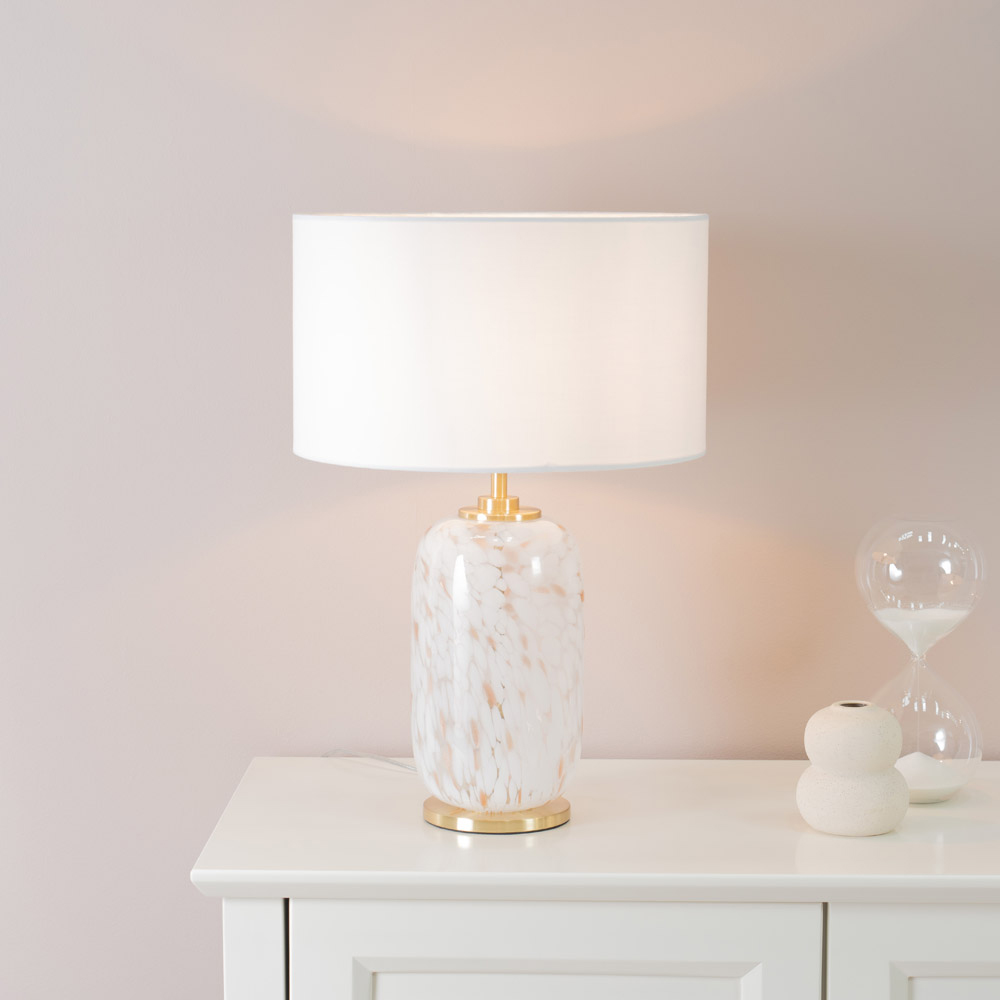 ValueLights India White Shade Confetti Glass LED Table Lamp Image 2