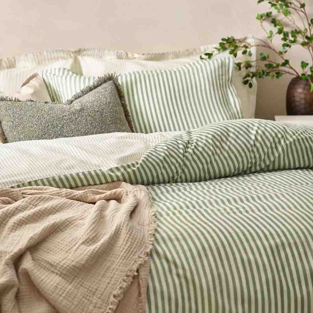 Yard Hebden Single Melange Stripe Cotton Forest Duvet Set Image 3