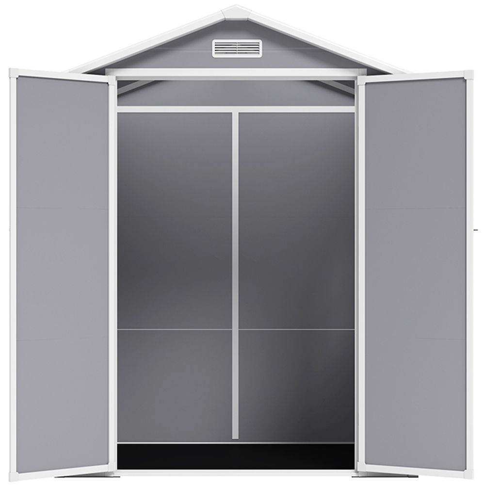 H&O Direct 6 x 4.4ft Grey and Black Plastic Open Gable Roof Tool Storage Shed Image 3