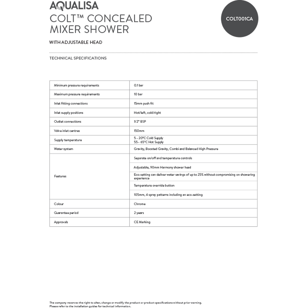 Aqualisa Adjustable Head Colt Image 3