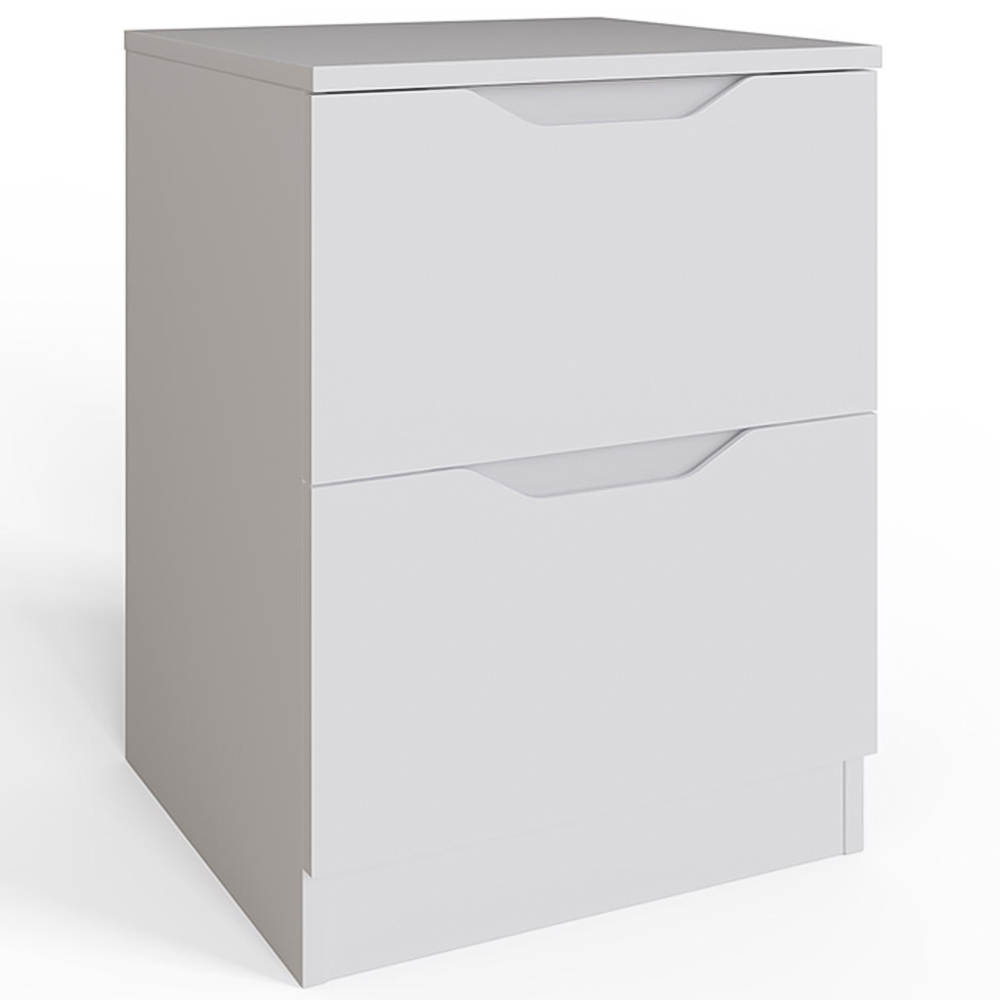 FWStyle Luno 2 Drawer White Modern Bedside Table Image 2