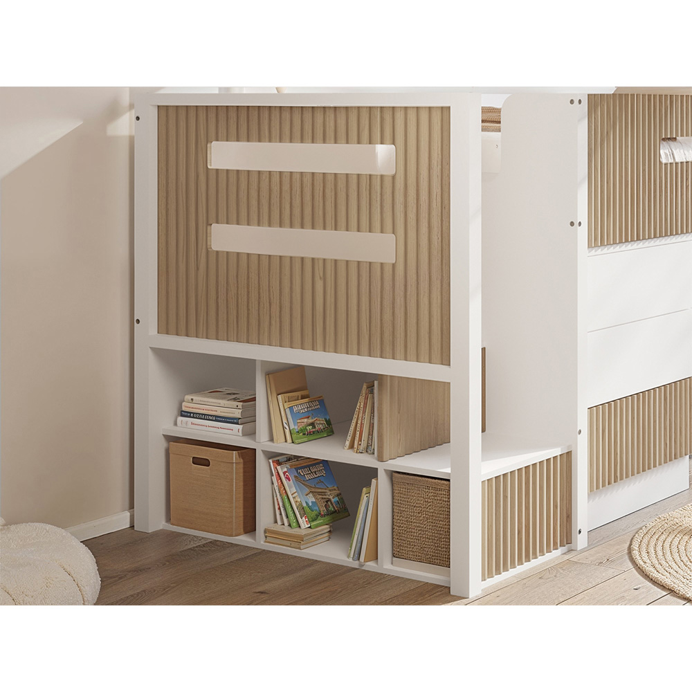 Flair Luca 6 Drawer White and Oak Ribbed Bed Frame Image 7