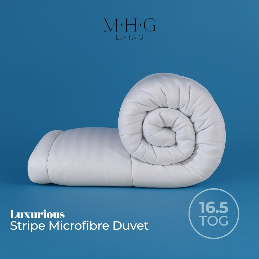 MHG Living Double White Striped Extra Warm Winter Hollowfibre Duvet 16.5 Tog Image 5
