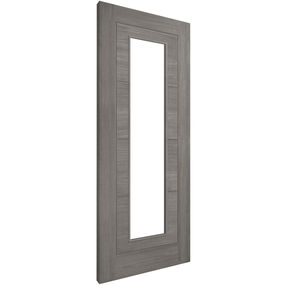 Grey Fully Finished Laminate Ladder Clear Glass Internal Door 1981 x 762 x 35mm Image 3