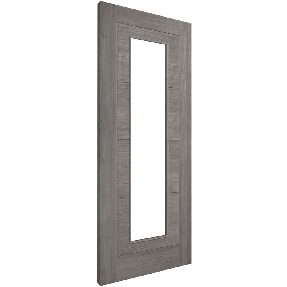 Grey Ladder Laminated Fully Finished Clear Glass Internal Door 1981 x 686mm Image 3