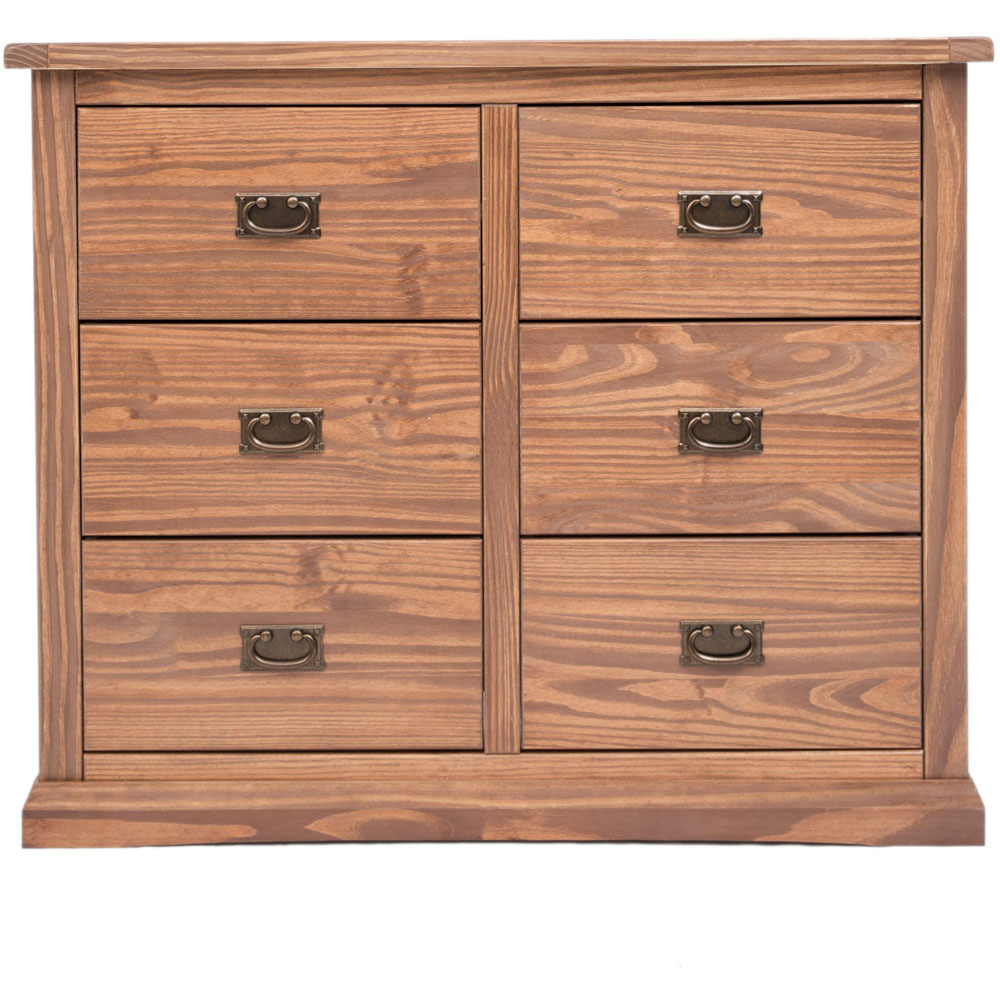 Cabinet Bits Tirolo 6 Drawer Brown Brass Drop Handle Chest of Drawers Image 3