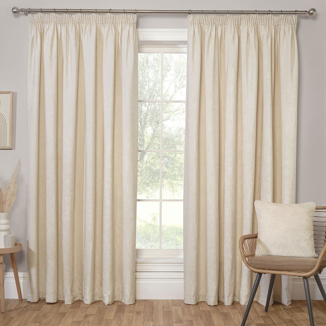Chenille Taped Curtains - Natural / 168cm / 229cm Image 1