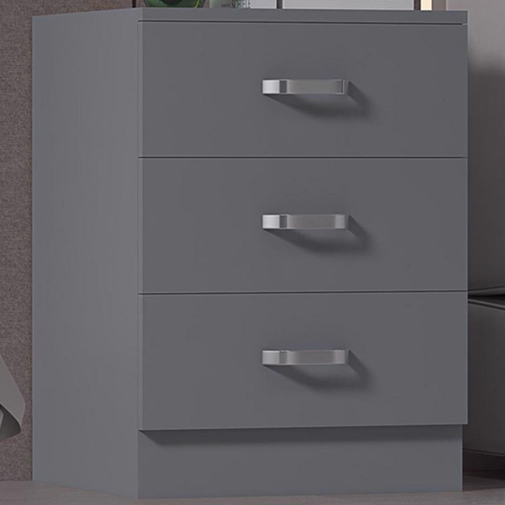 FWStyle Tunis 3 Drawer Matt Grey Chest of Drawer Image 1