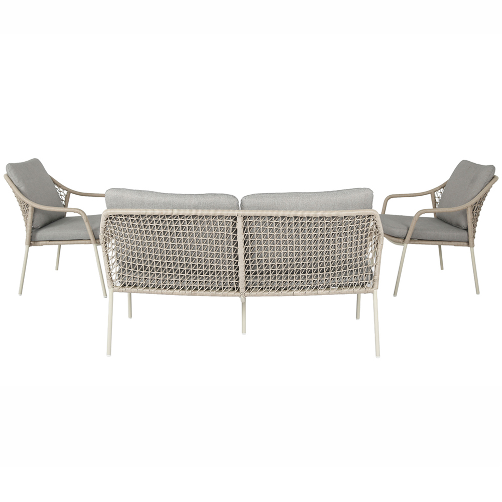 Norfolk Collection Jamaica Beige and Cream Thick Rope Weave 4 Seater Outdoor Lounge Set Image 3