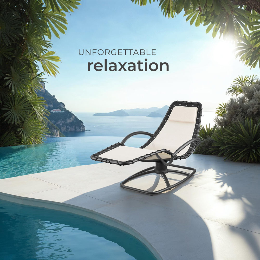 tectake Toulon Beige Ergonomic and Rocking Sun Lounger Image 8