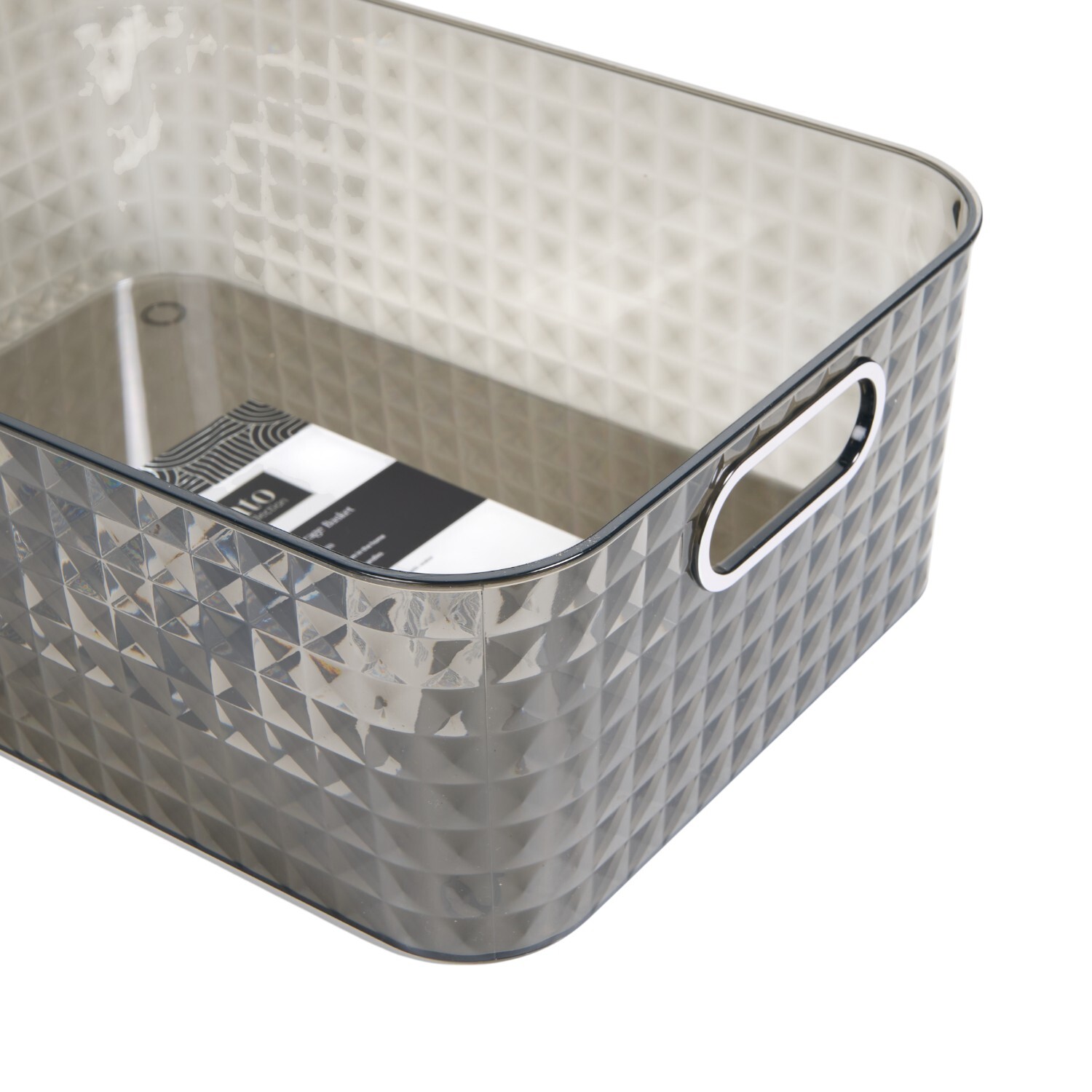 Diamond Storage Basket Grey and Clear Medium Image 4