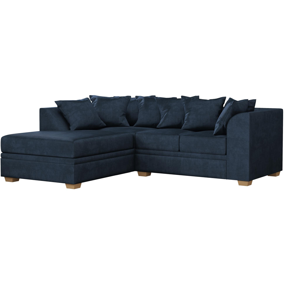 Modo 3 Seater Royal Blue Plush Velvet Left Hand Scatter Back L-Shape Corner Sofa Image 2