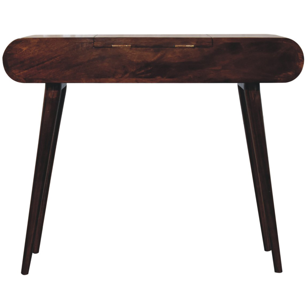 Artisan Furniture 3 Drawer Dark Brown Walnut Solid Wood Dressing Table with Foldable Mirror Image 5
