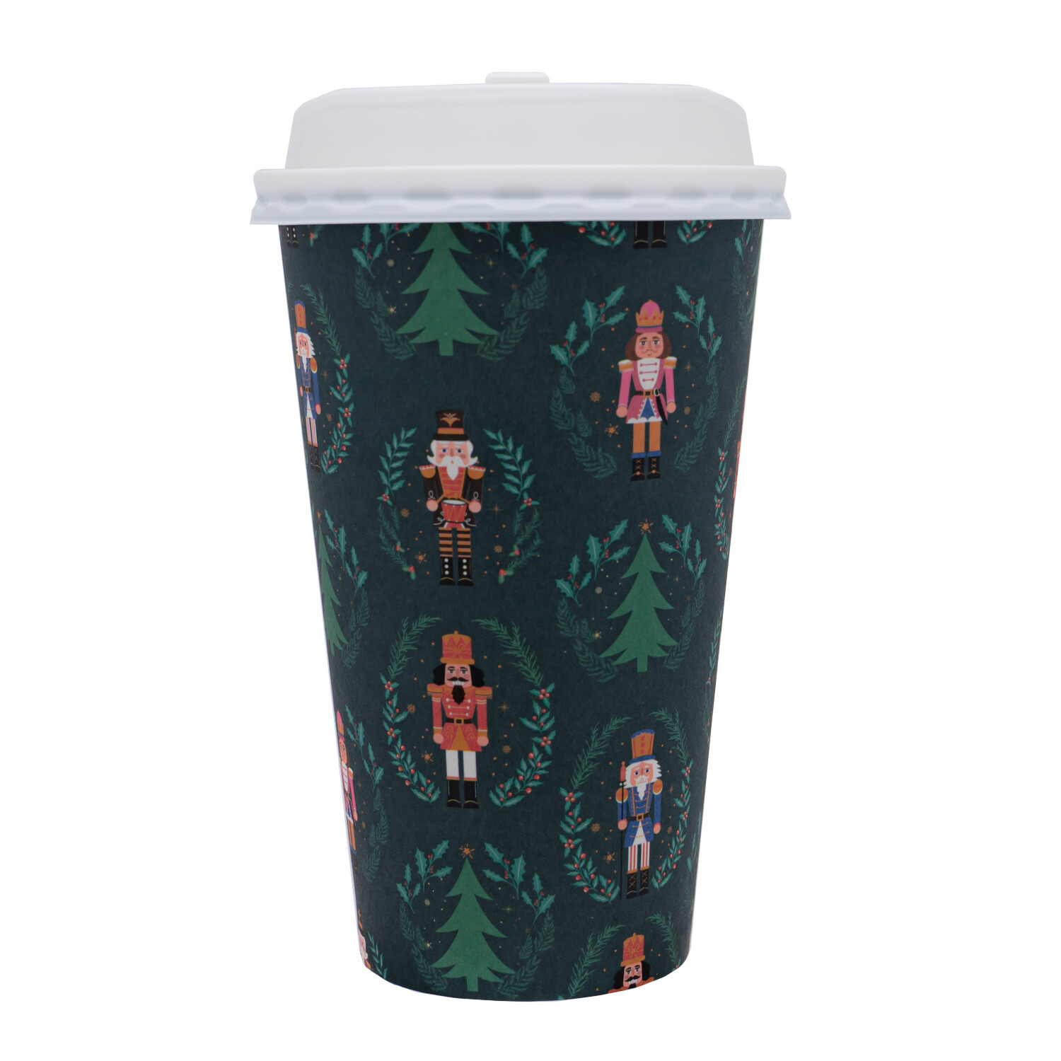 Pack of 8 Nutcracker Paper Travel Cups Green Image 3