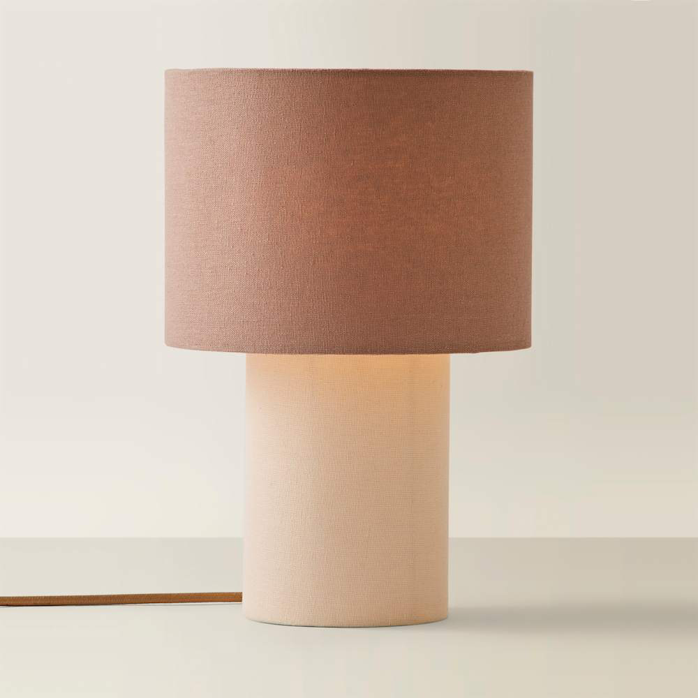 ValueLights Bobby Mocha Clash Duo Fabric Table Lamp and Bulb Image 3