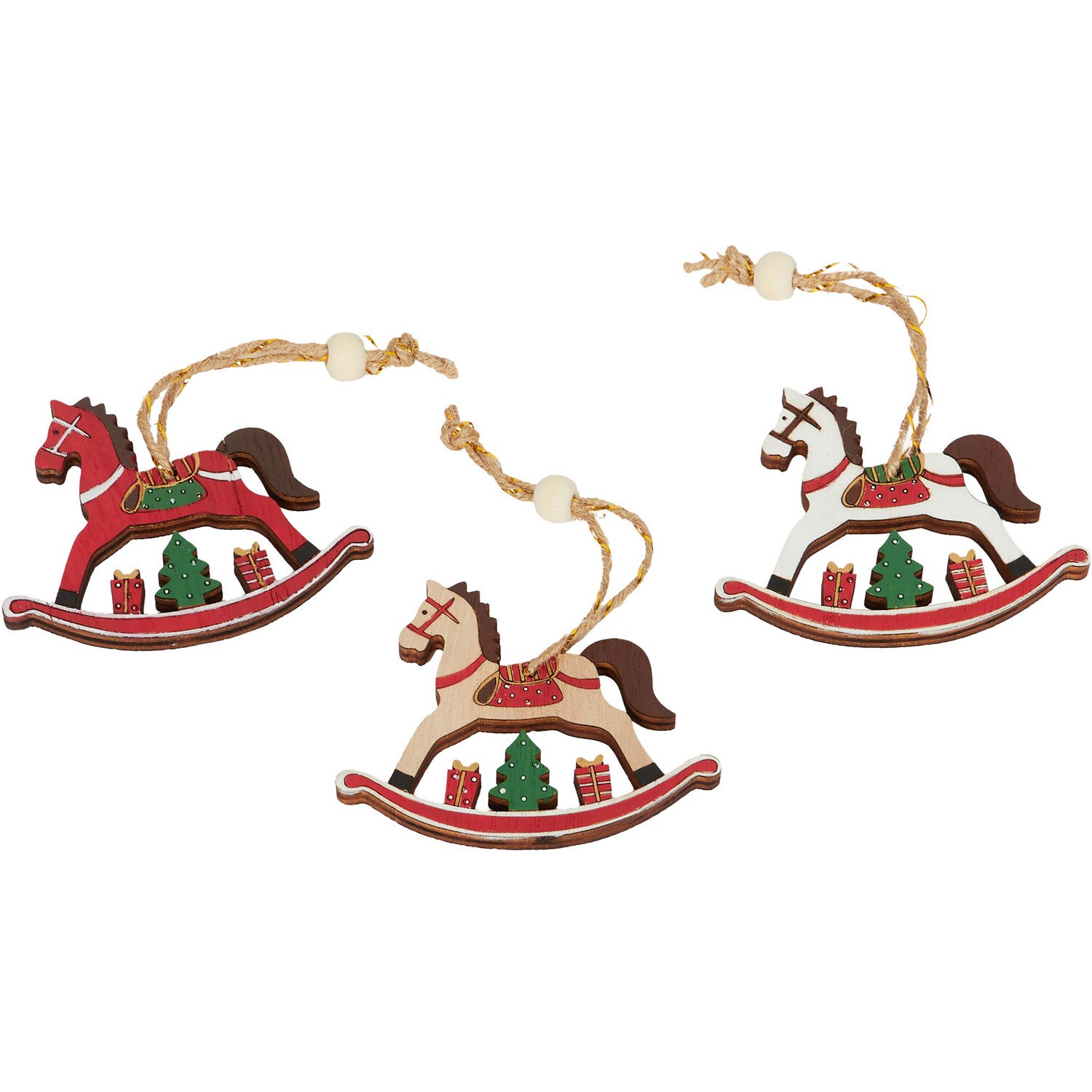 Set of 9 Hanging Rocking Horse Decorations Image 3