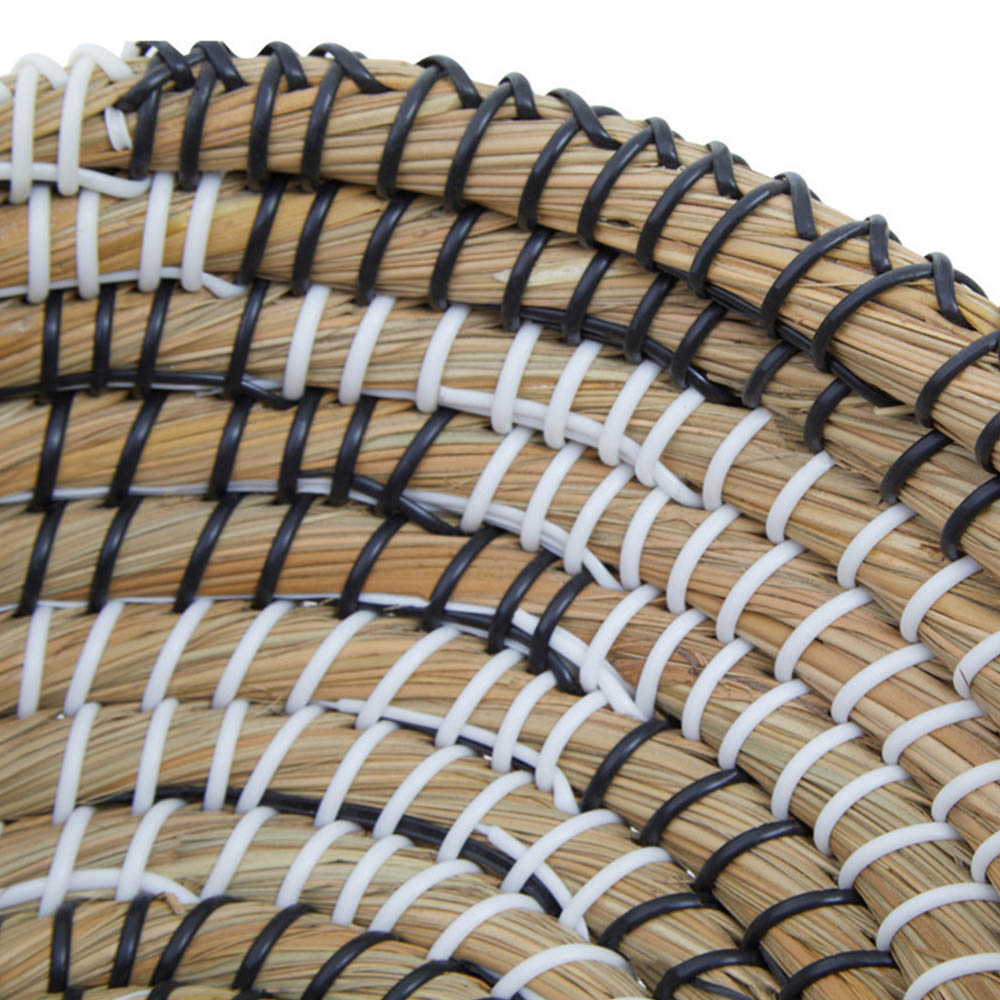 Premier Housewares White and Black Oval Straw Basket 3 Pack Image 4