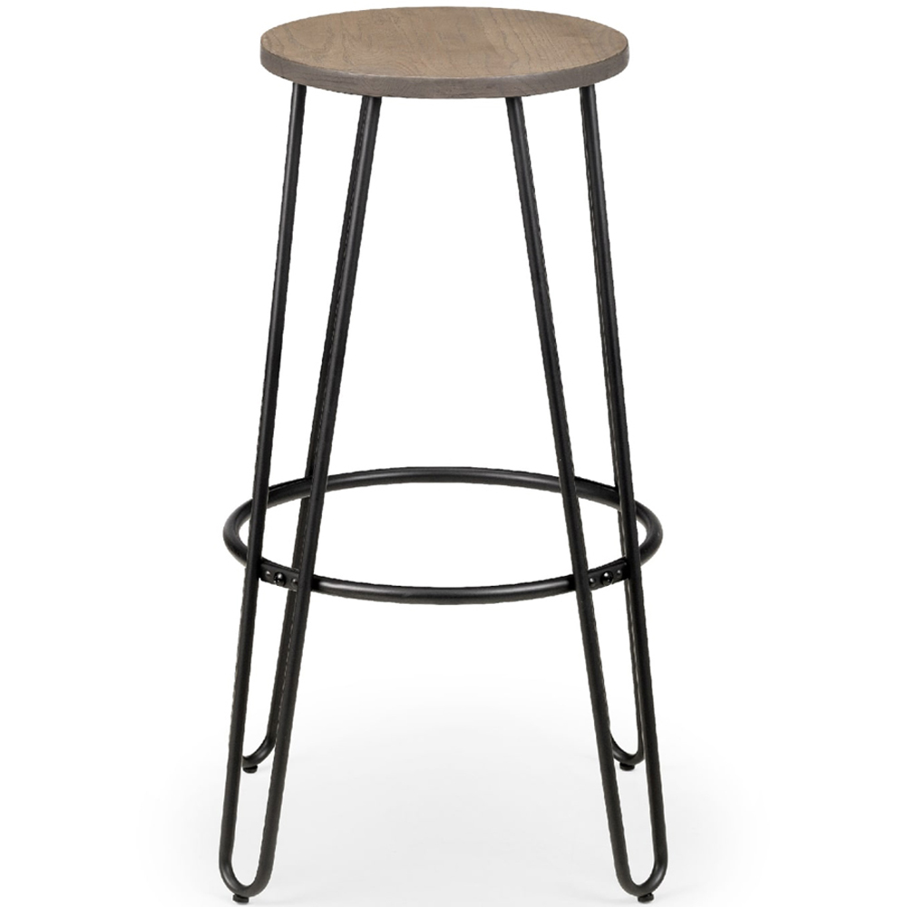 Julian Bowen Dalston Oak Round Bar Stool Set of 2 Image 3