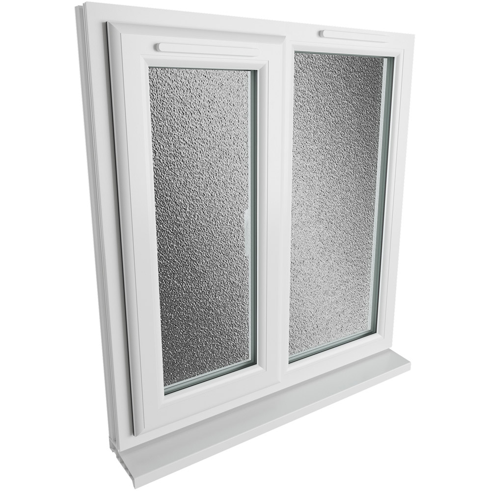 Crystal uPVC Triple Glazed Window LH Side Hung Next to a Fixed White Obscure Glass 905x965mm Image 9