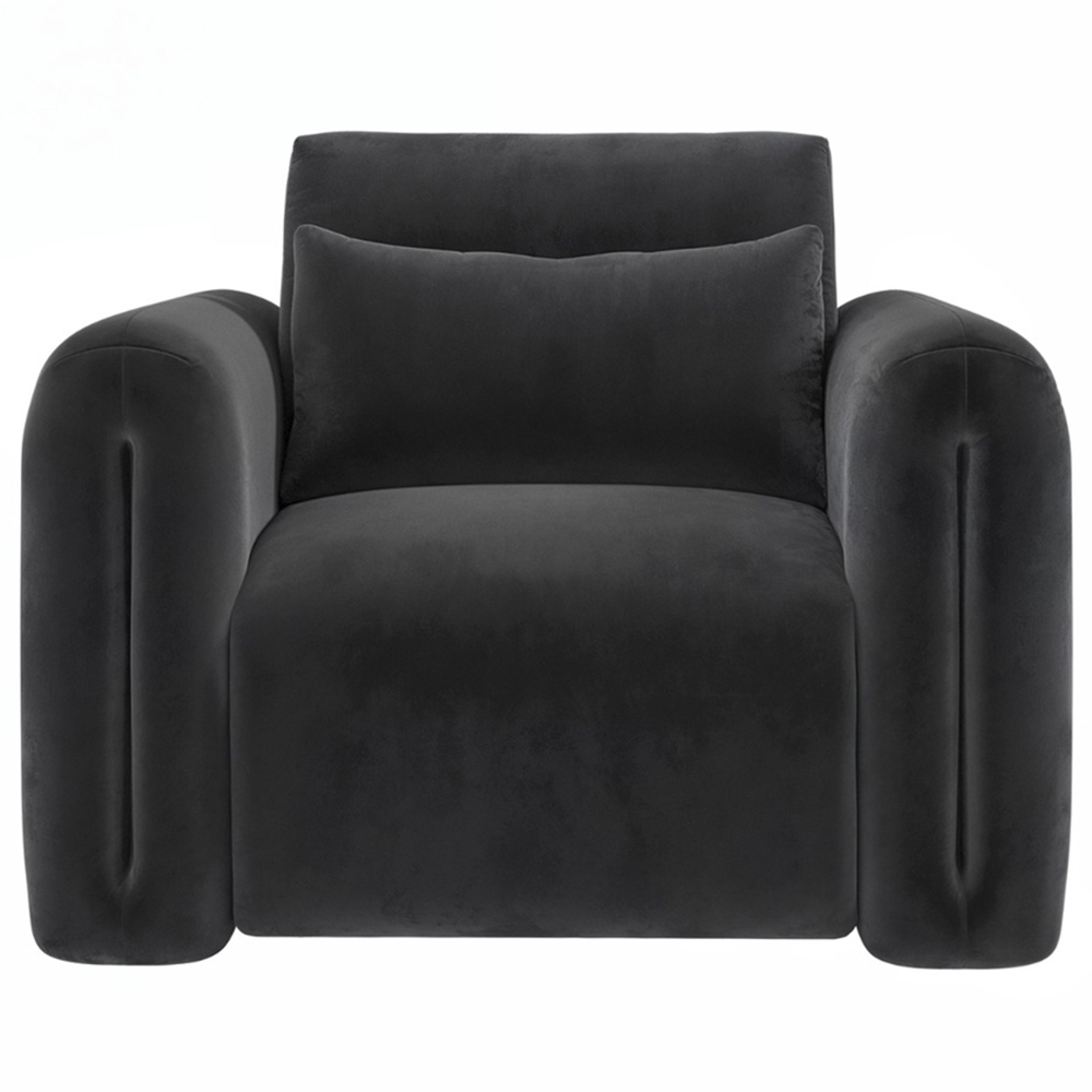 Solace+Co Mabel Grey Velvet Armchair Image 3