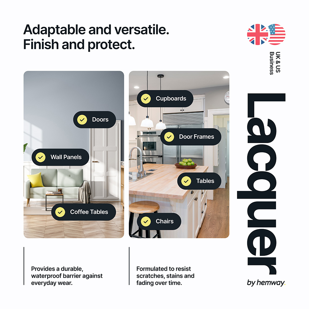 Hemway Clear Satin Protective Lacquer Varnish 1L Image 7