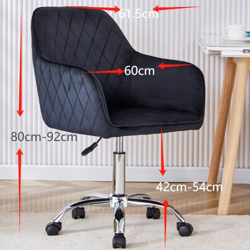 Portland Black Velvet Swivel Office Chair Image 6