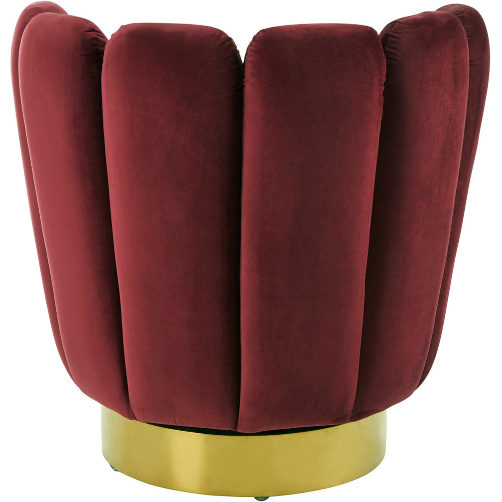 Premier Housewares Beauly Wine Velvet Scalloped Swivel Accent Chair Image 4