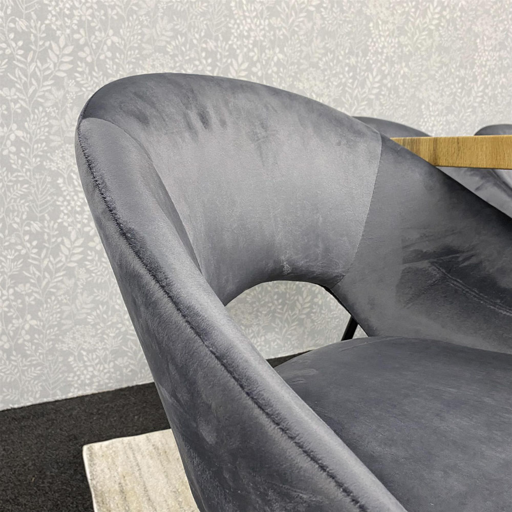 Kosy Koala 6 Seater Velvet Wooden Rectangle Dining Set with Bench Grey Image 3