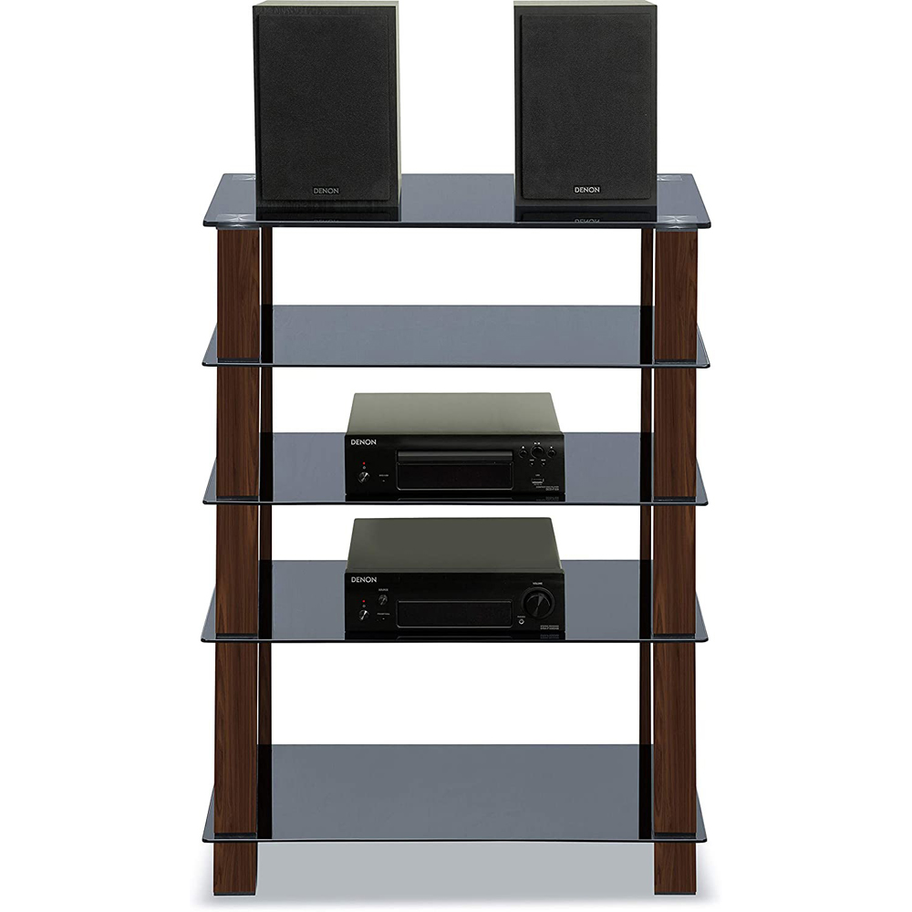 Centurion Supports Trinity Gloss Black and Walnut 5 Shelf TV Unit Image 7