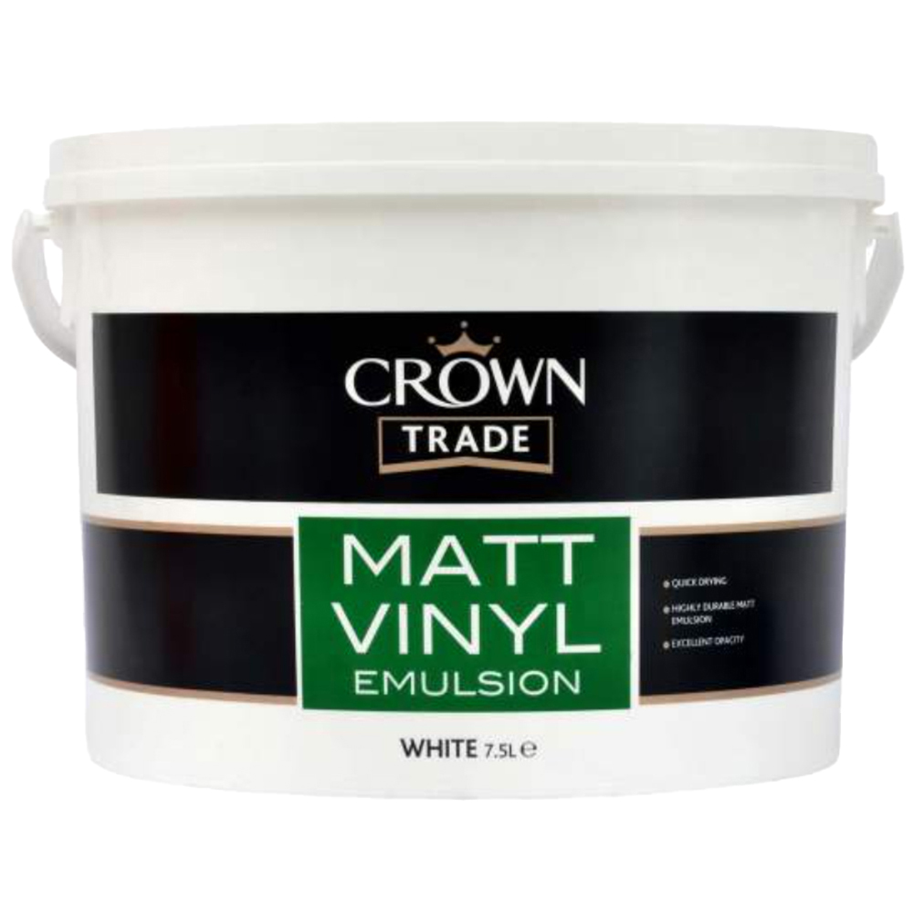 Crown Trade White Vinyl Matt Emulsion Paint 7.5L Image 2