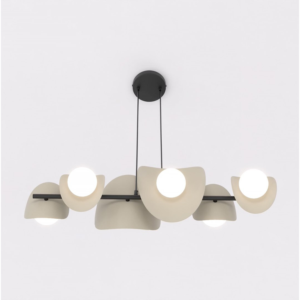 Emibig Elementi 6 Light White Shade Mocha Pendant Lamp Image 4
