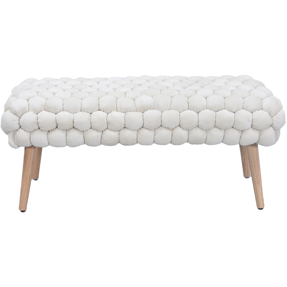Artemis Home Cushla Cream Bubbly Velvet Large Footstool Image 2