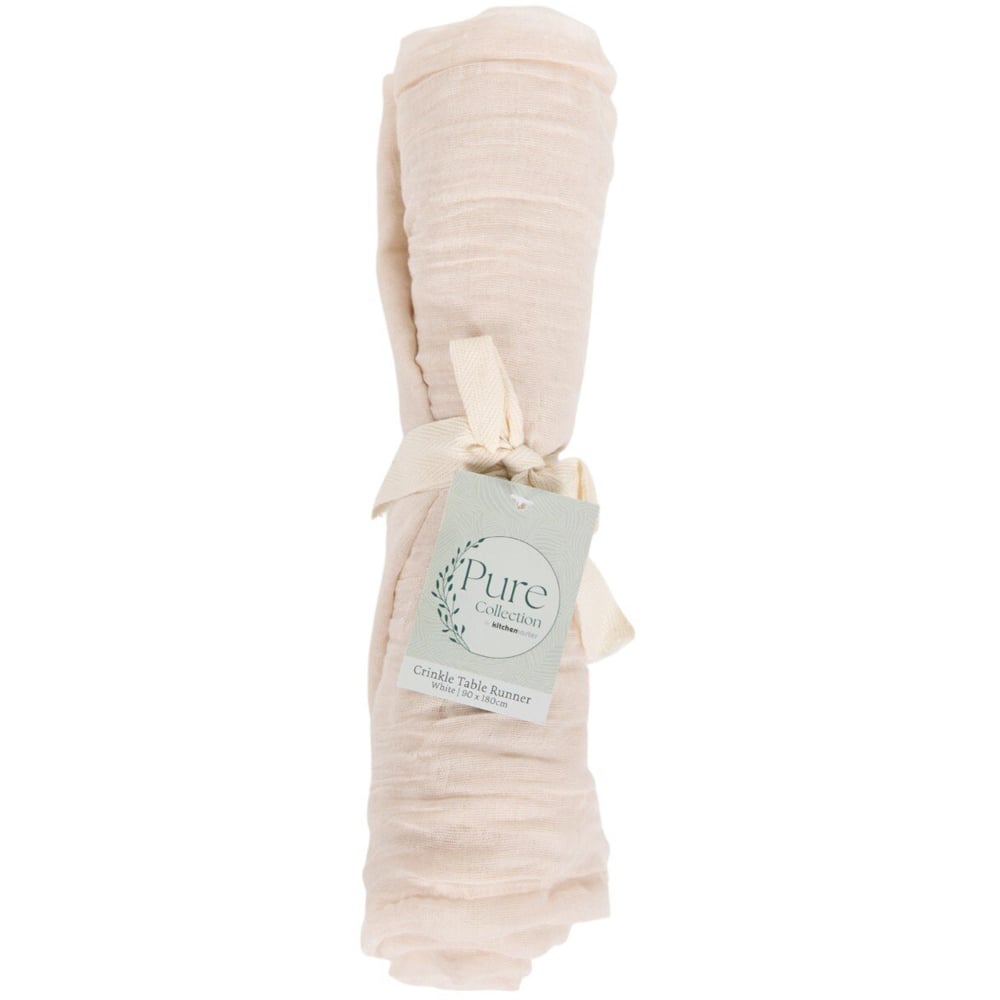 Crinkle Table Runner Cream Image 2