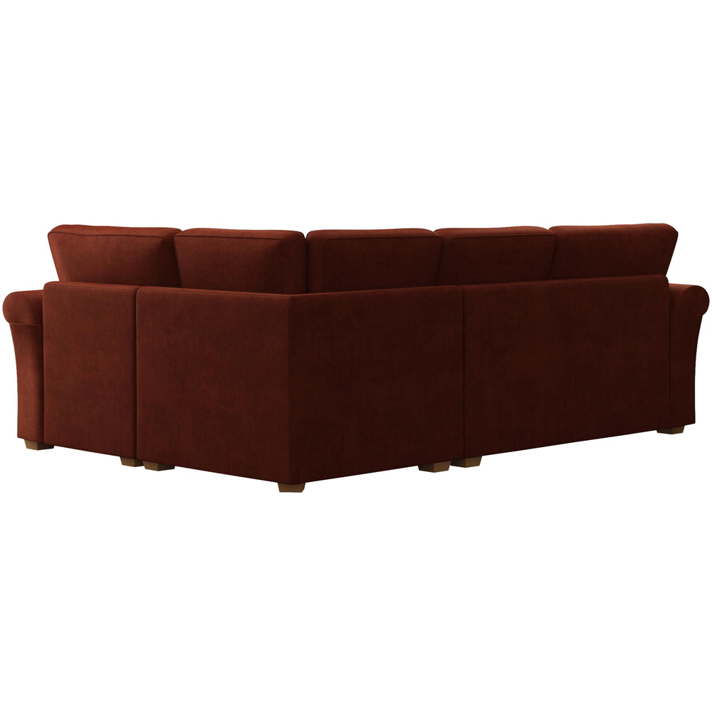 Castleacre 3 Seater Marmalade Plush Velvet Left Hand Fixed Back Corner Sofa Image 4