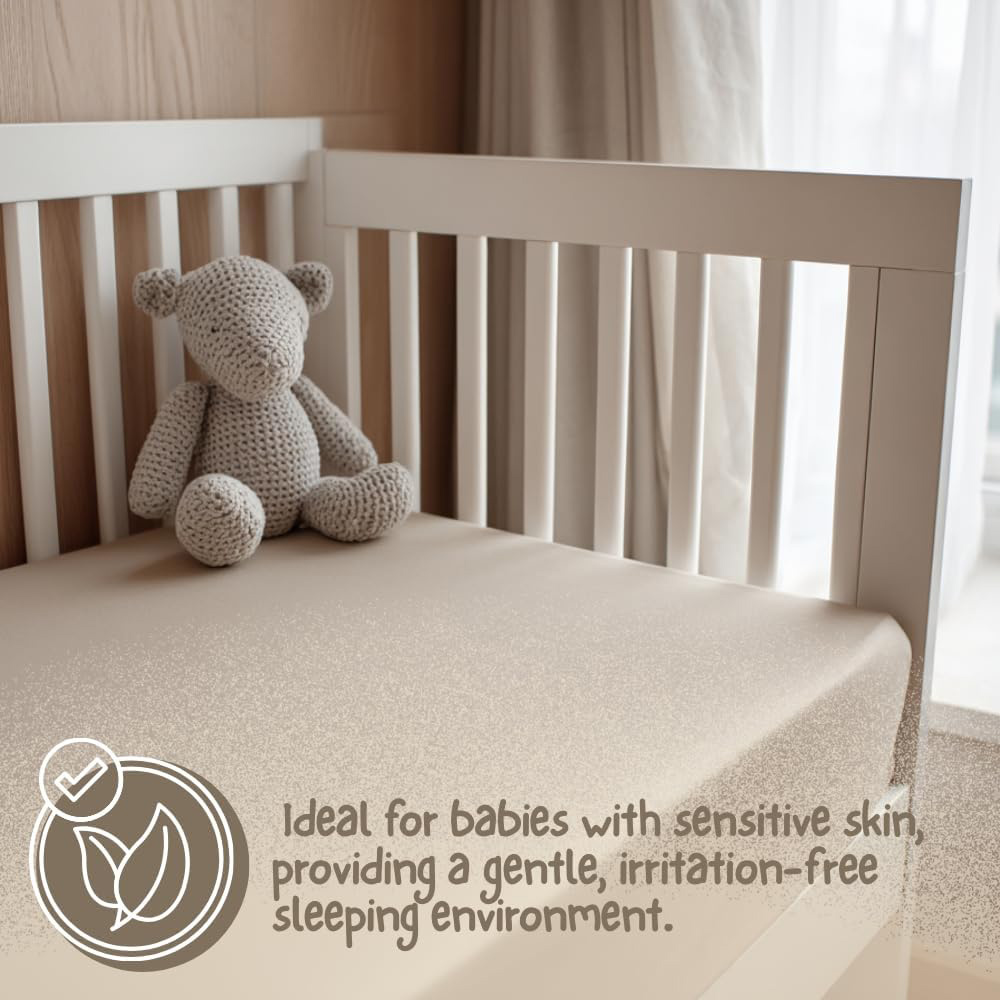 MHG Living Ecru and Brown Jersey Cotton Fitted Cot Bed Sheet 140 x 70cm 2 Pack Image 6