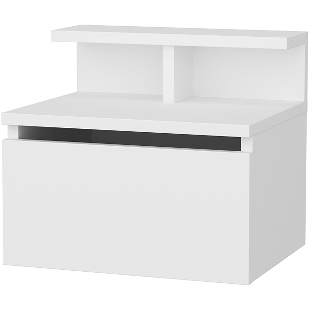 Decorotika Alice Single Drawer Single Shelf White Floating Bedside Table Image 2