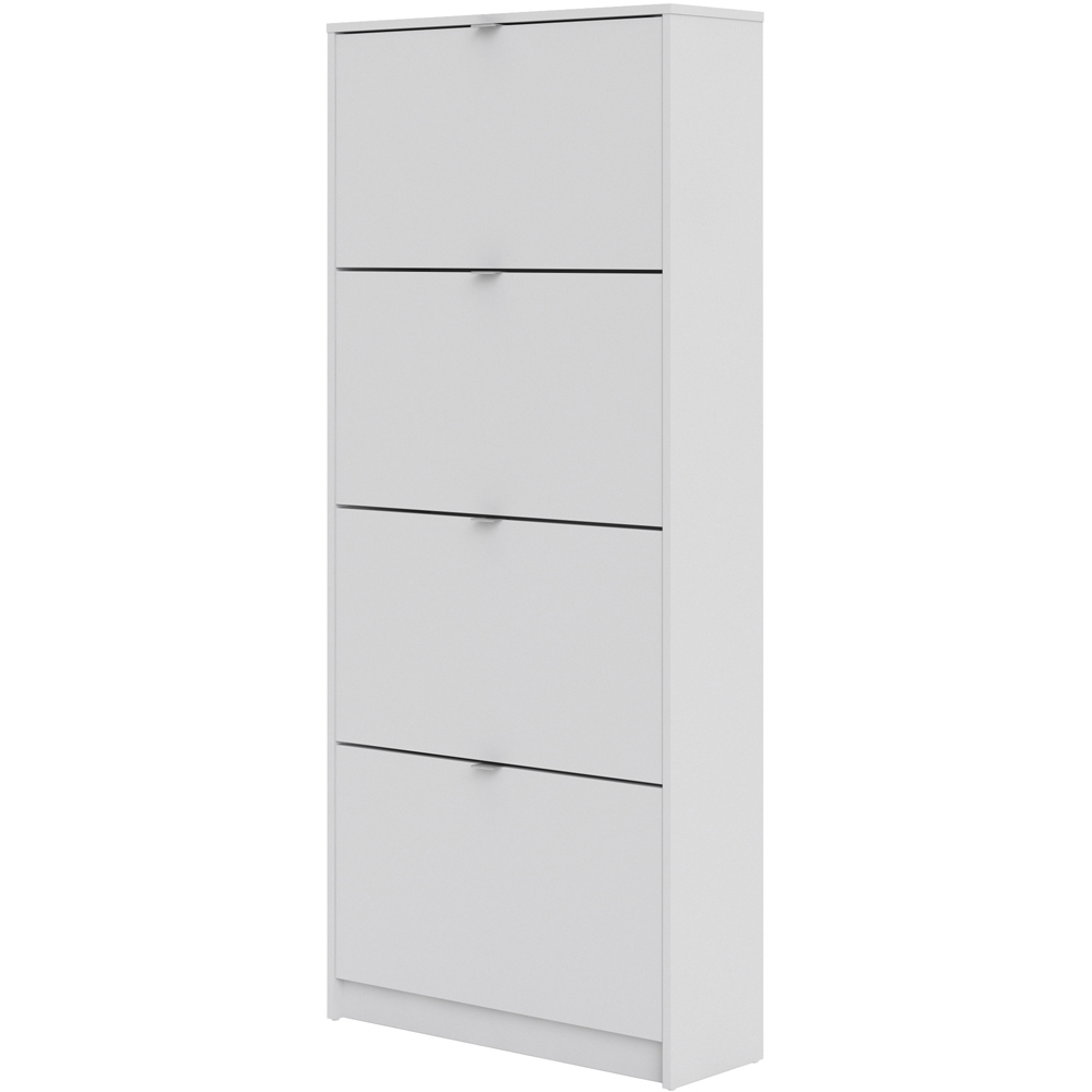 Florence Shoes 4 Flip Door Double Layer White Shoe Storage Cabinet Image 4