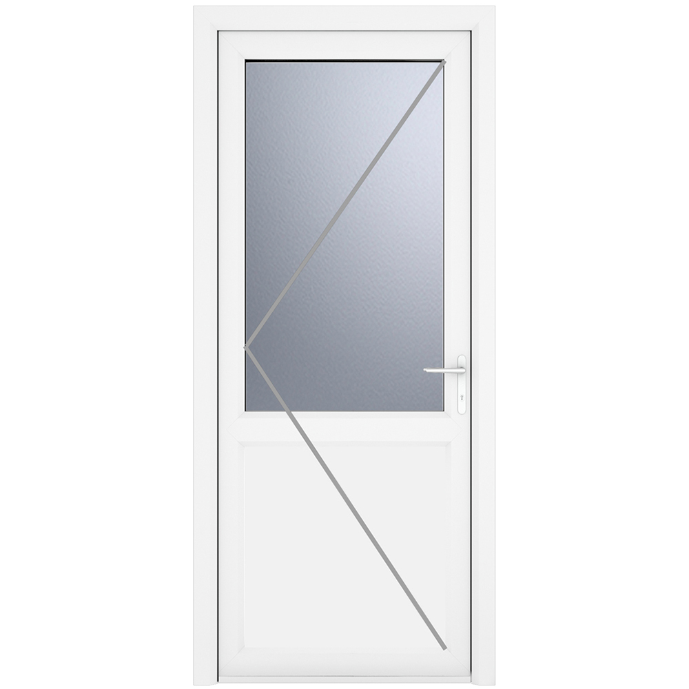 Crystal uPVC Double Glazed White Door Half Glass Half panel Left hand Obscure Glass 890x2090mm Image 2