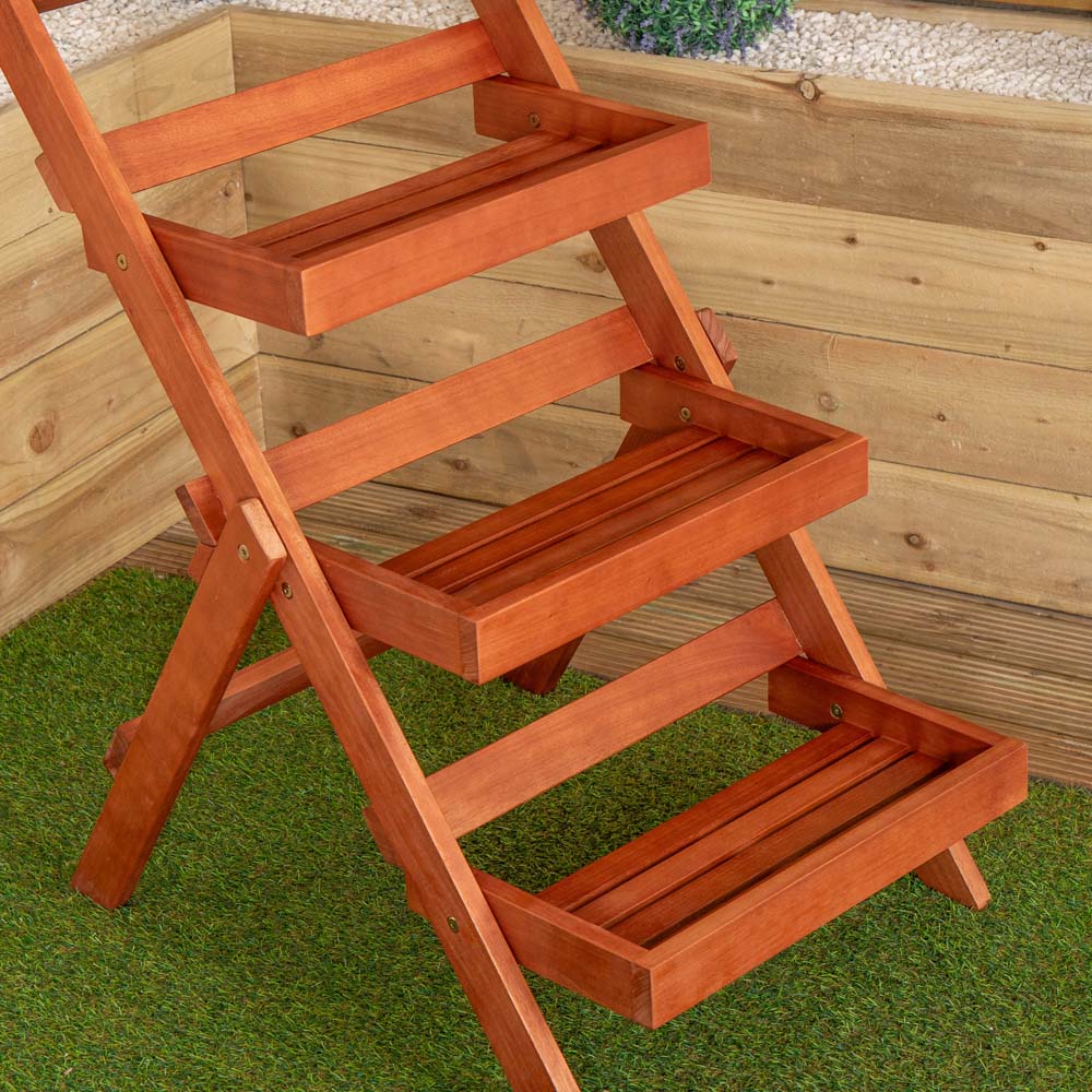 Samuel Alexander 3 Shelf Wooden Foldable Plant Display Stand Image 7