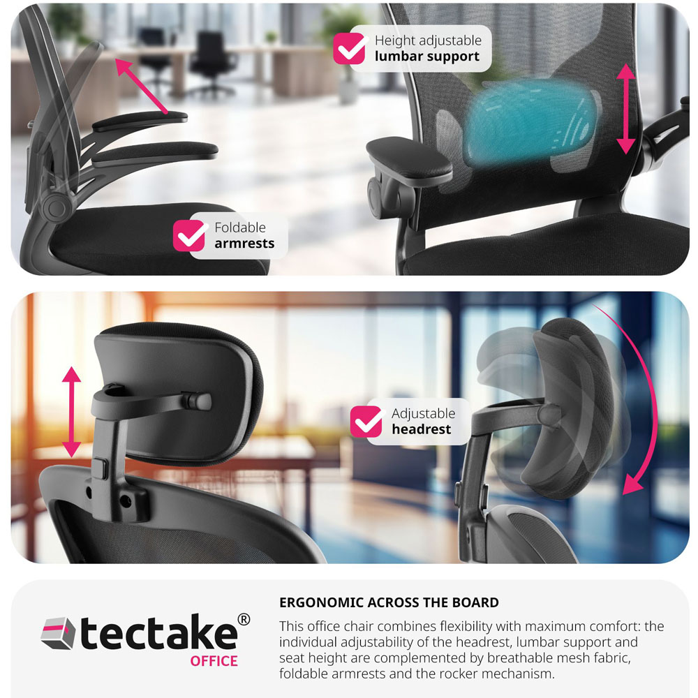 Tectake Arges Black Adjustable Office Chair Image 7