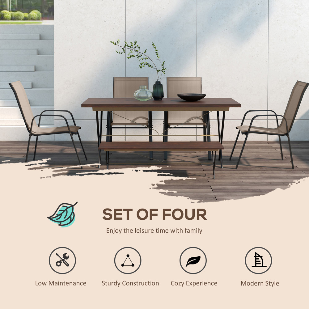 Outsunny Set of 4 Grey Stackable Garden Chair Image 4