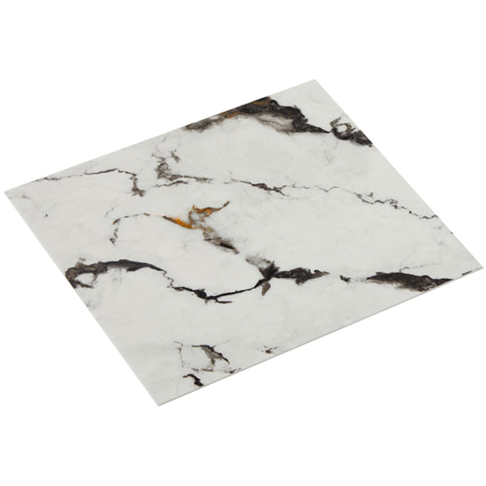 Living and Home Marble Patterned Calacatta White and Black PVC Self Adhesive Wall Sticker 10 Pack Image 2