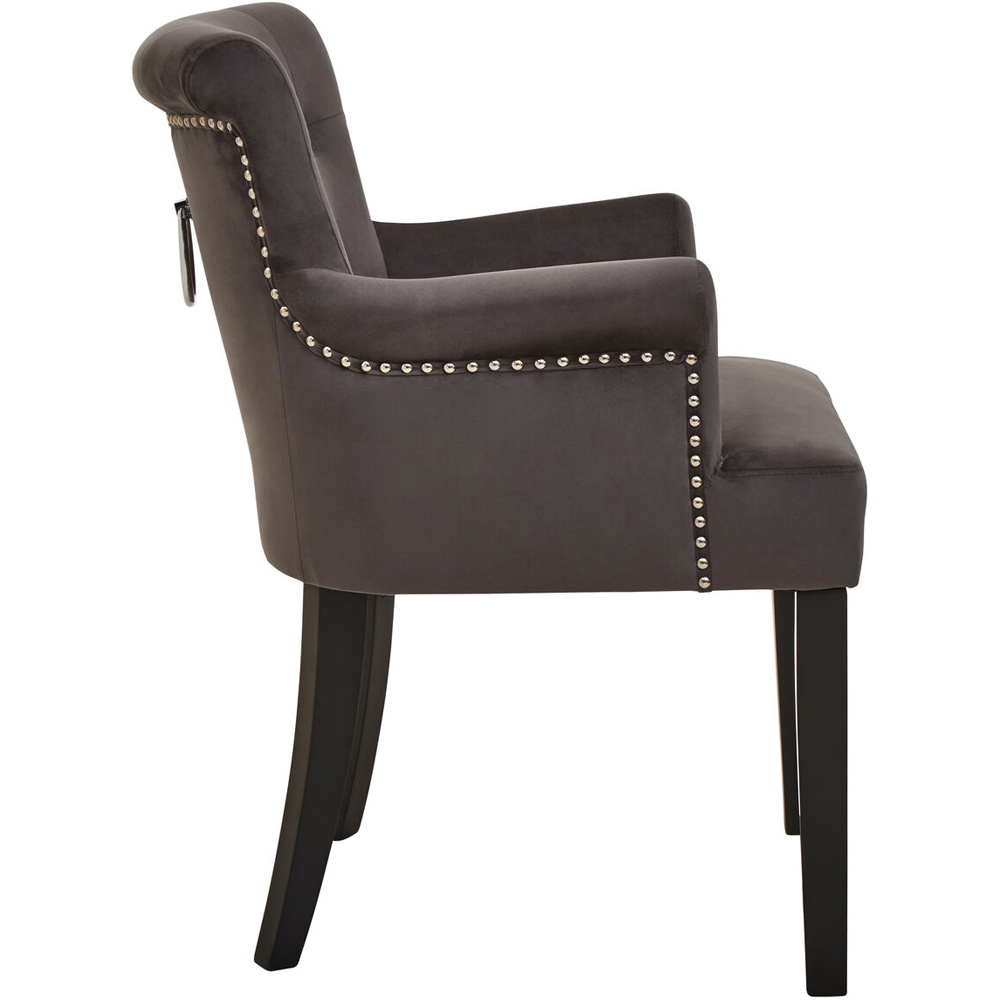 Premier Housewares Doucet Grey Velvet Dining Chair with Ring Back Image 3