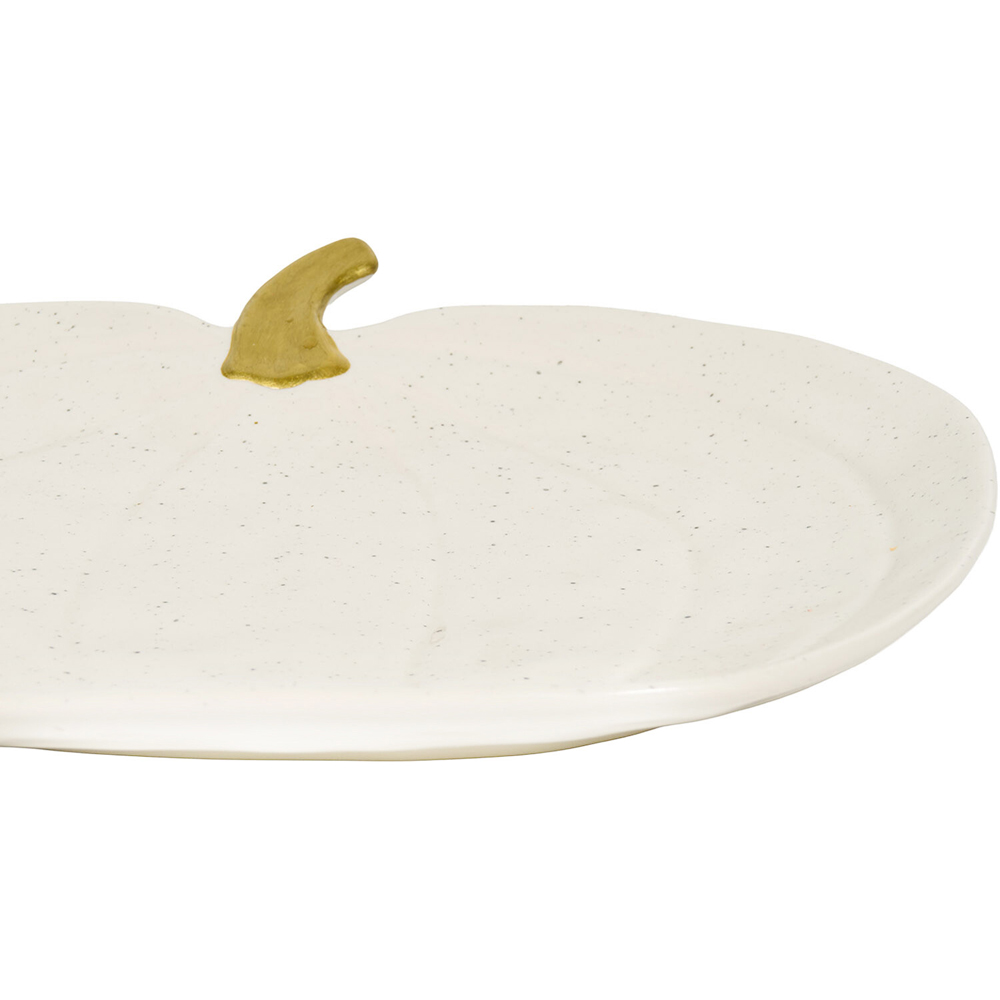 Pumpkin Gold Edge Serving Plate White Image 6