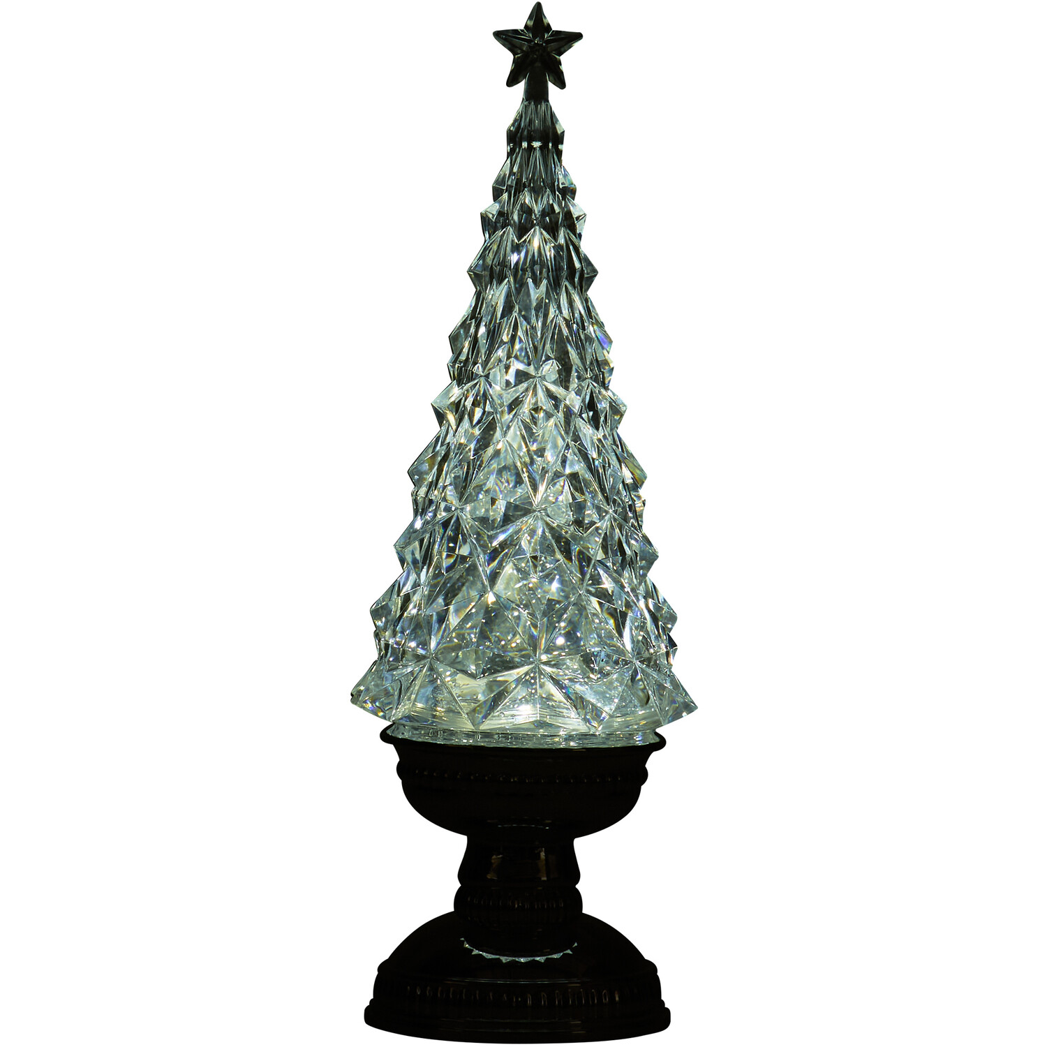 Icy White Glitter Spinning LED Tree - Clear Image 3