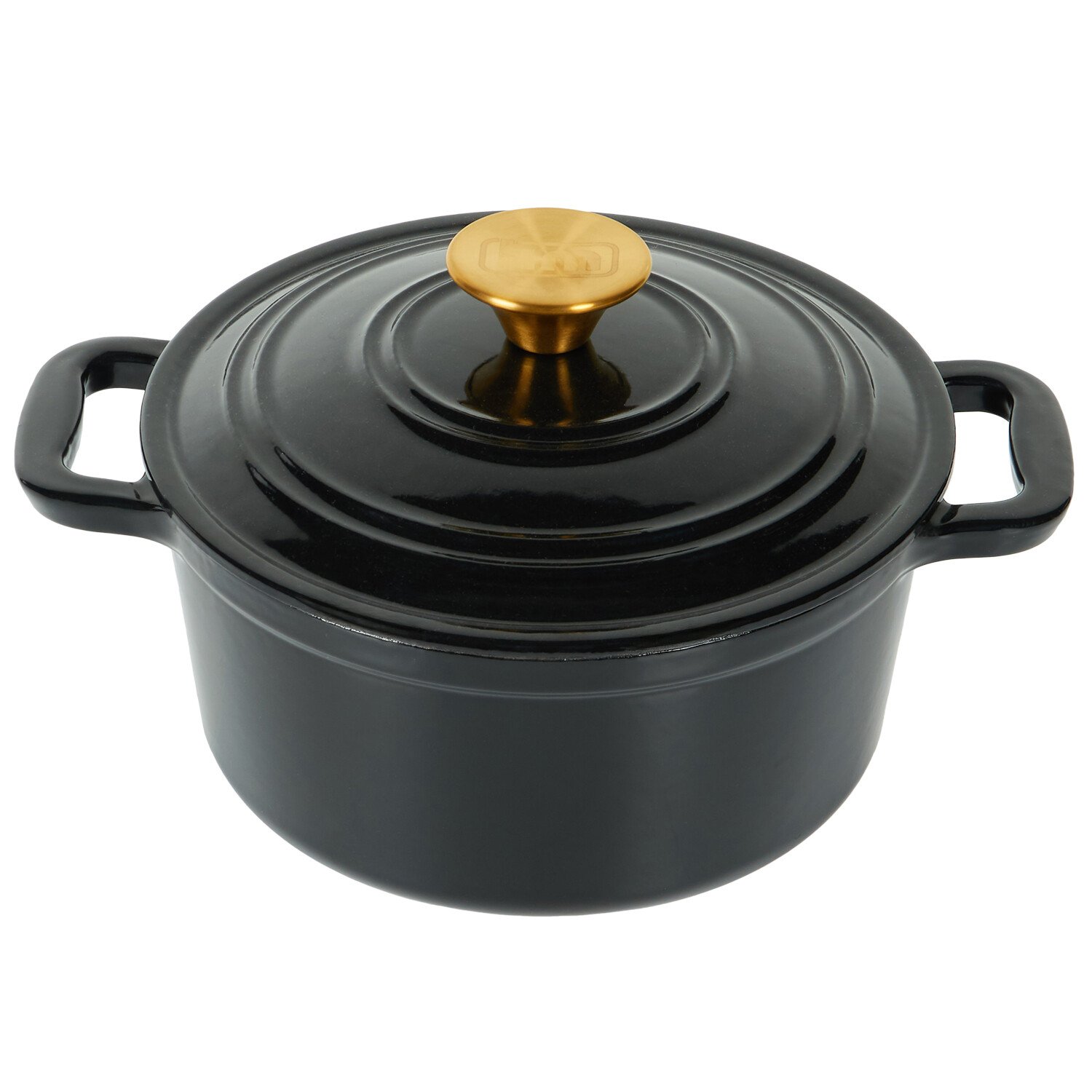 Kitchen Master Black Round Casserole Dish with Lid - Black / 20cm Image 2