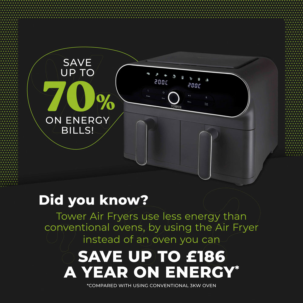 Tower Vortx T17138 Graphite Grey Elite Dual Basket Chrome Digital Air Fryer 10.4L Image 8